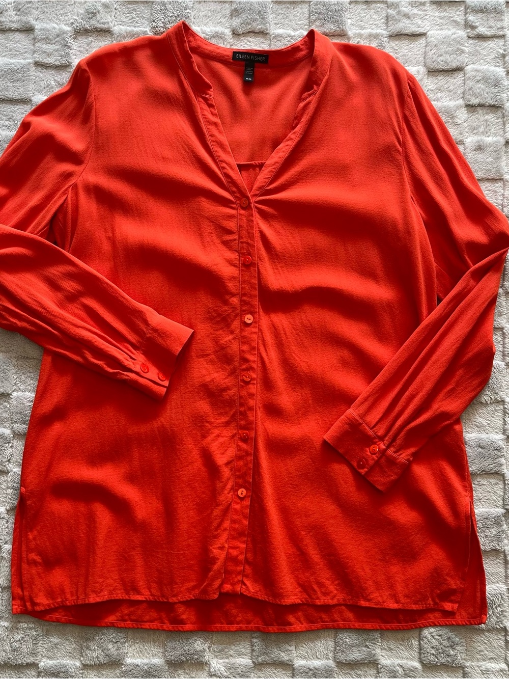 Eileen Fisher Silk Button Down Blouse Orange